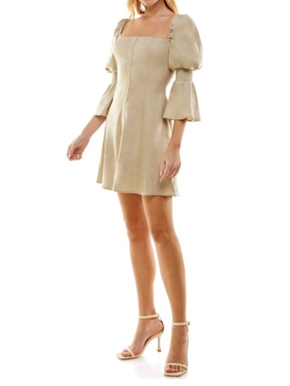 Wayf Juliet Sleeve Linen Blend Dress NWOT size small